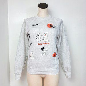 Vintage 90s Grey Halloween Theme Sweatshirt